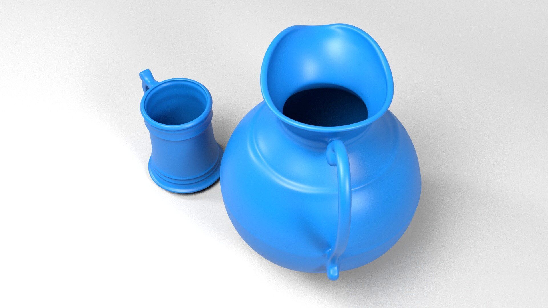 Medieval jug and glass 3D print model_4