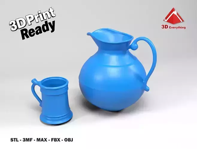 Medieval jug and glass 3D print model