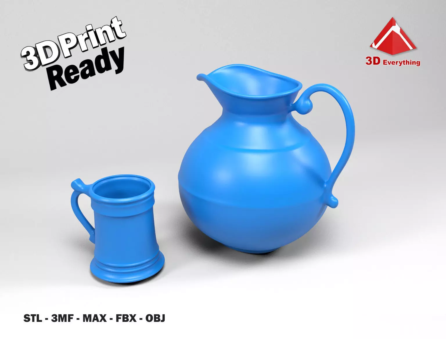 Medieval jug and glass 3D print model_0