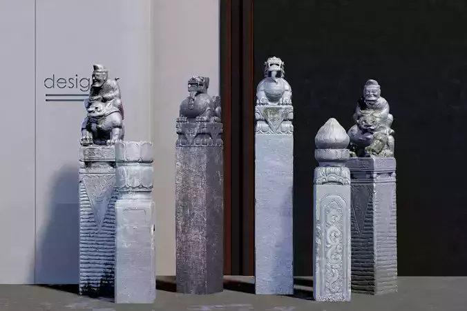 Outdoor Landscape Horse Post 3D Model