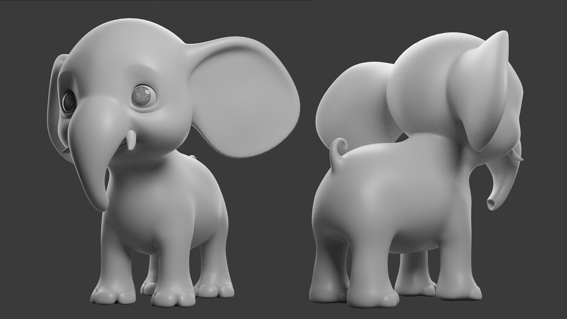 Elephant Toony  Low-poly 3D model_5