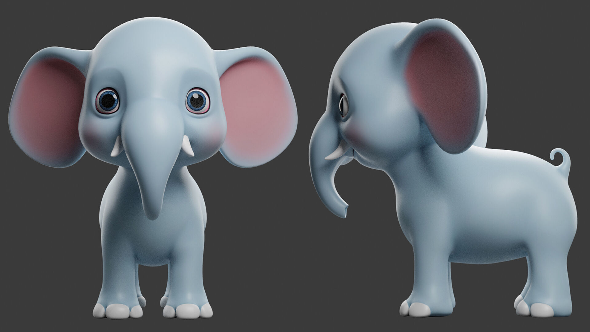 Elephant Toony  Low-poly 3D model_1