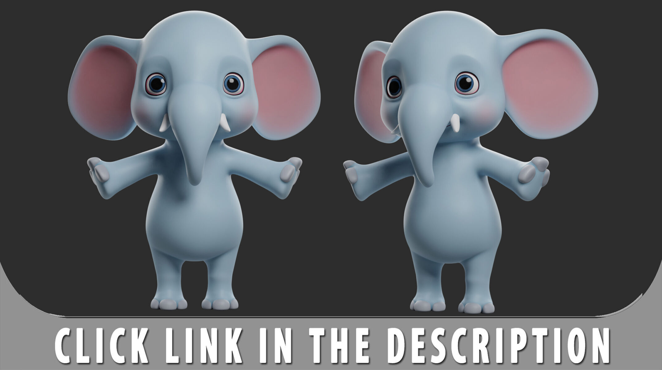 Elephant Toony  Low-poly 3D model_9