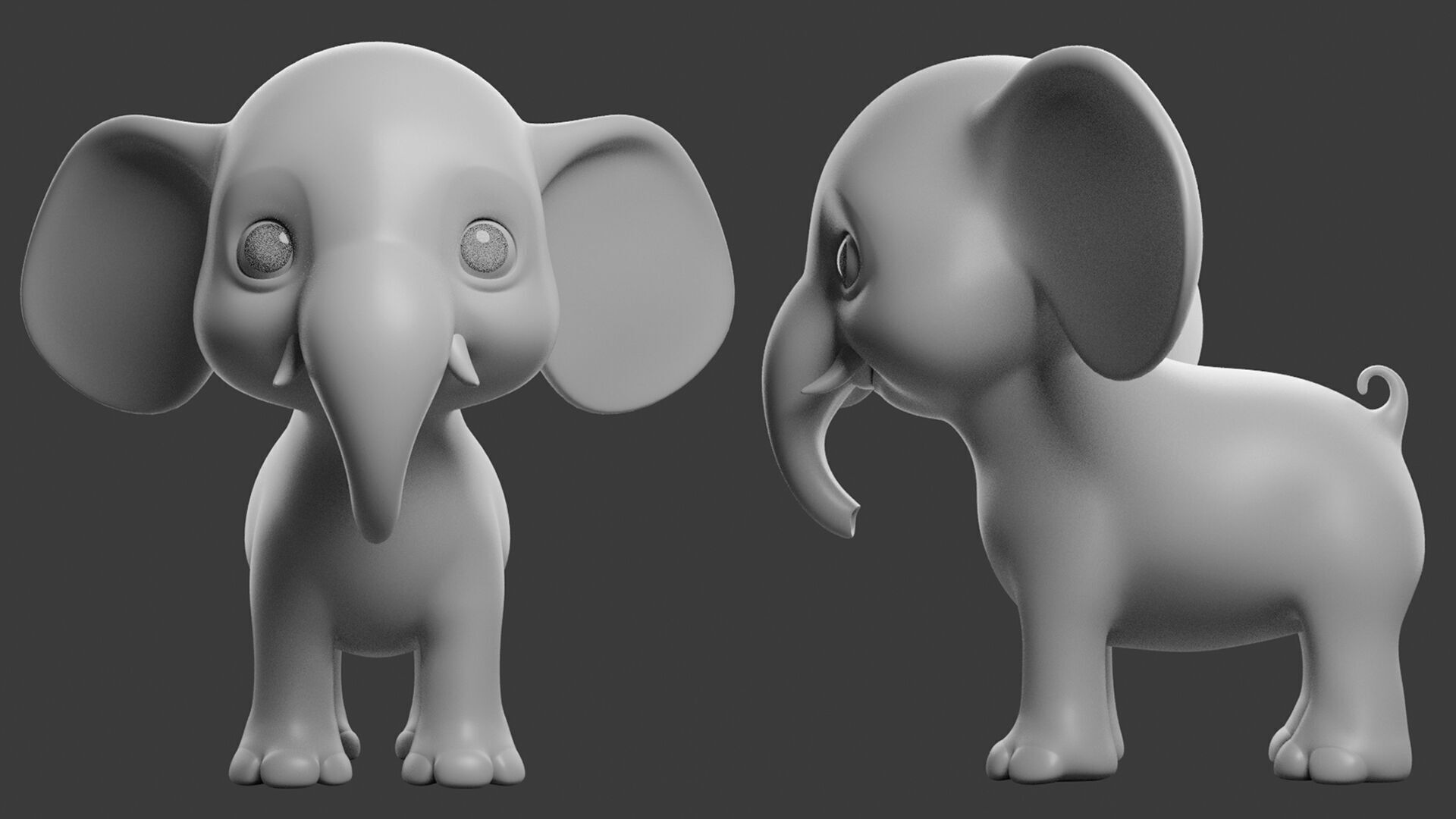 Elephant Toony  Low-poly 3D model_2