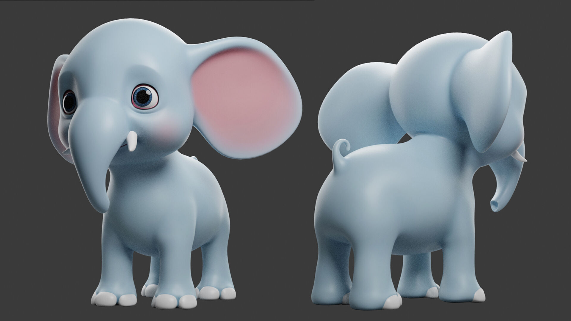 Elephant Toony  Low-poly 3D model_4