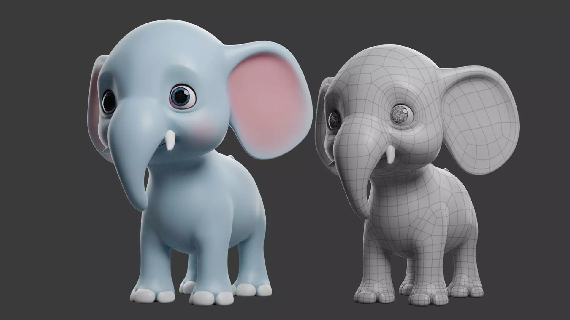Elephant Toony  Low-poly 3D model_0