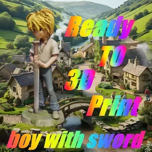boy with sword 3D print model