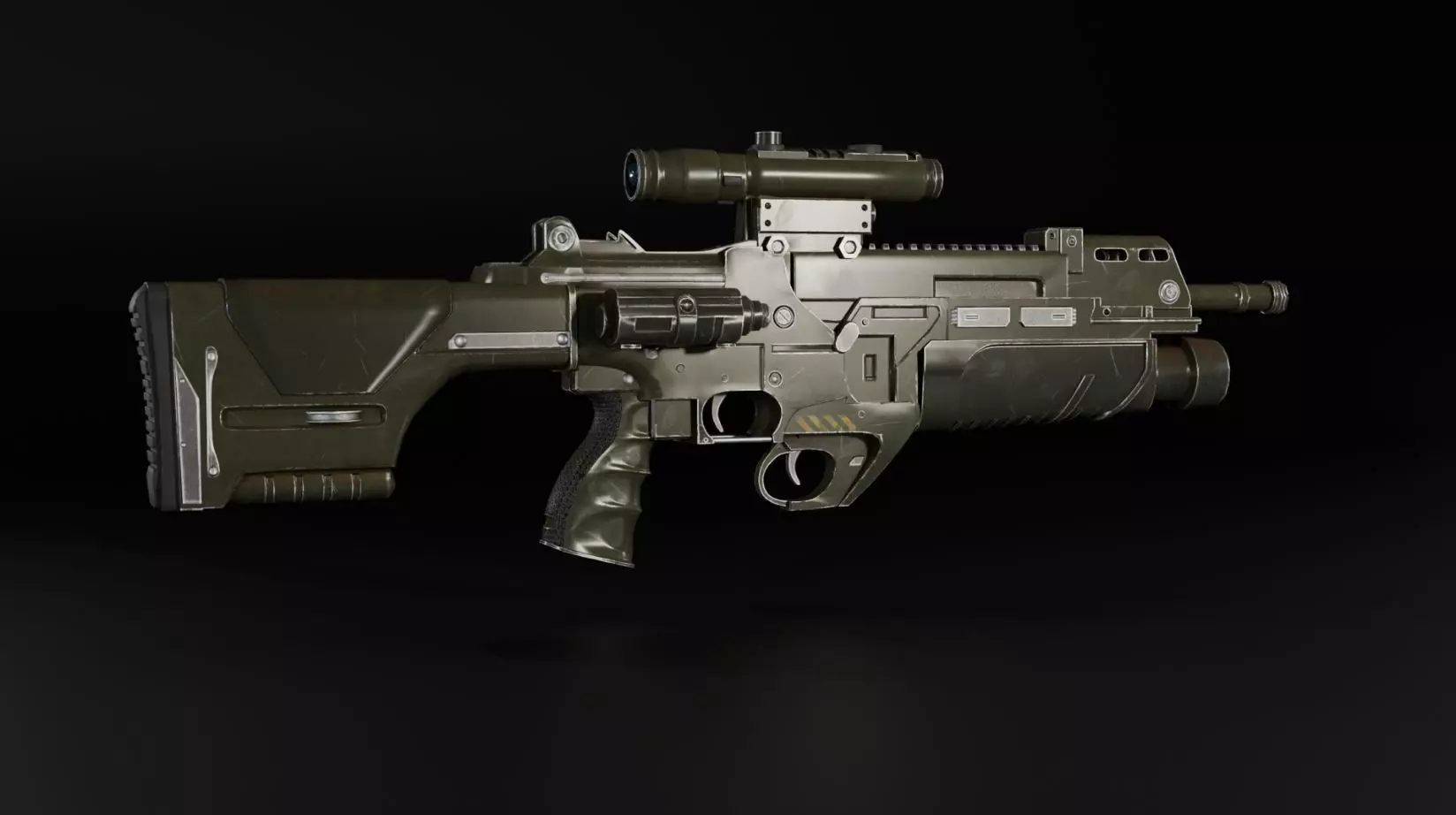 Rifle Fantasy Weapon Lowpoly Low-poly 3D model_0