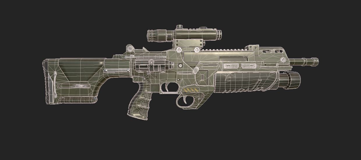 Rifle Fantasy Weapon Lowpoly Low-poly 3D model_2