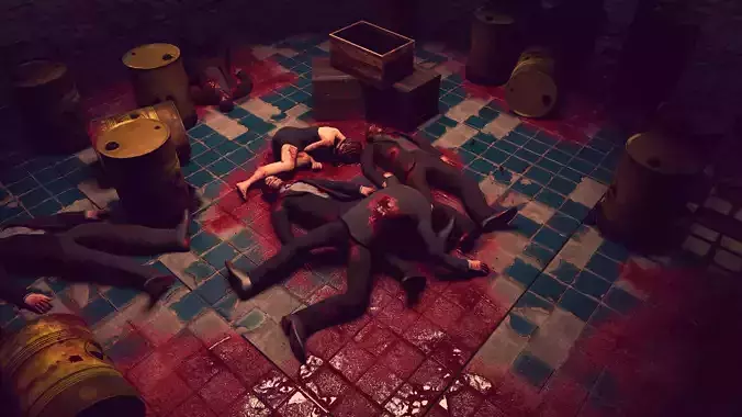 Dead Body Scene 3d model Low-poly 3D model