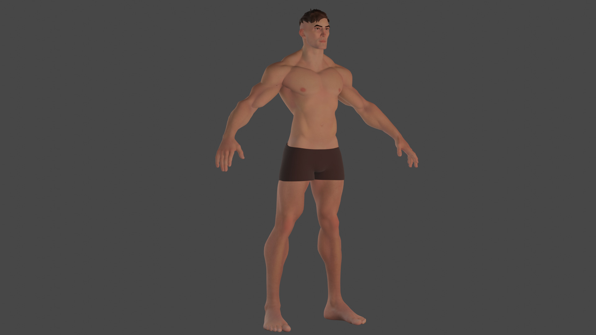 Cartoon male strong character  base mesh Low-poly 3D model Low-poly 3D model_8