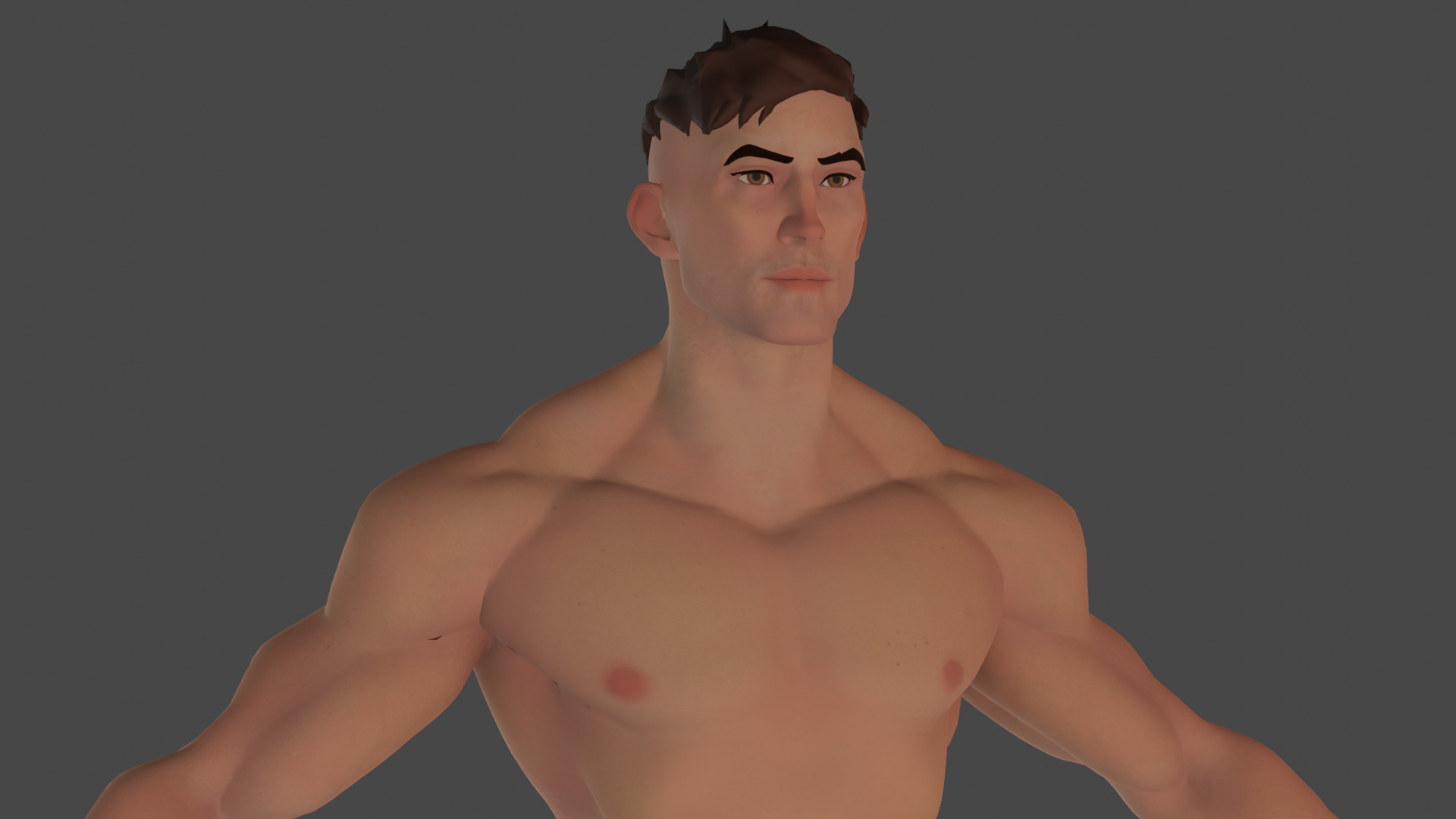 Cartoon male strong character  base mesh Low-poly 3D model Low-poly 3D model_6