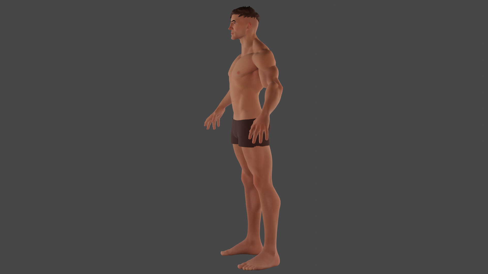 Cartoon male strong character  base mesh Low-poly 3D model Low-poly 3D model_5