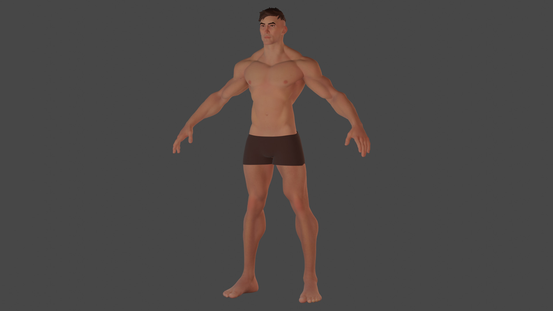Cartoon male strong character  base mesh Low-poly 3D model Low-poly 3D model_4