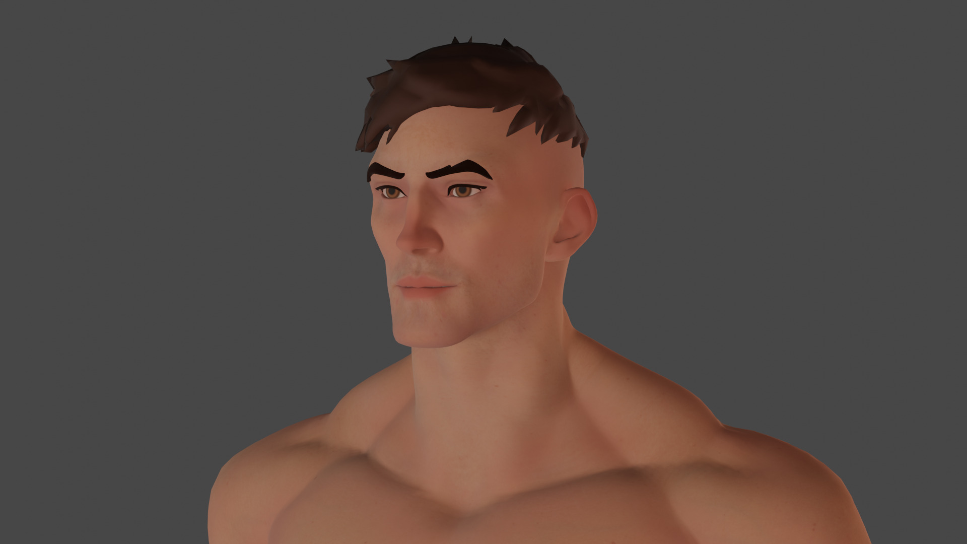 Cartoon male strong character  base mesh Low-poly 3D model Low-poly 3D model_3