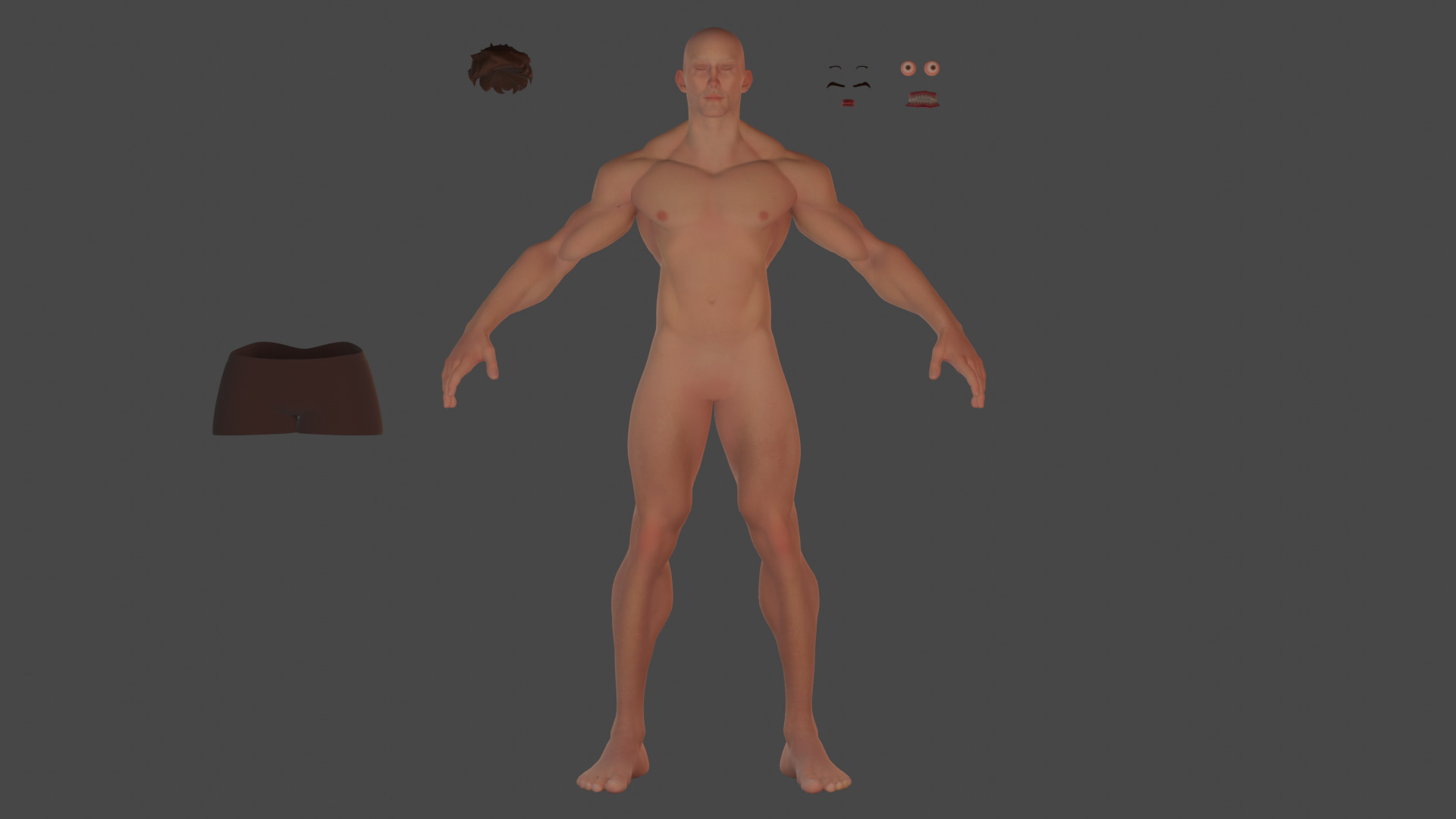 Cartoon male strong character  base mesh Low-poly 3D model Low-poly 3D model_9