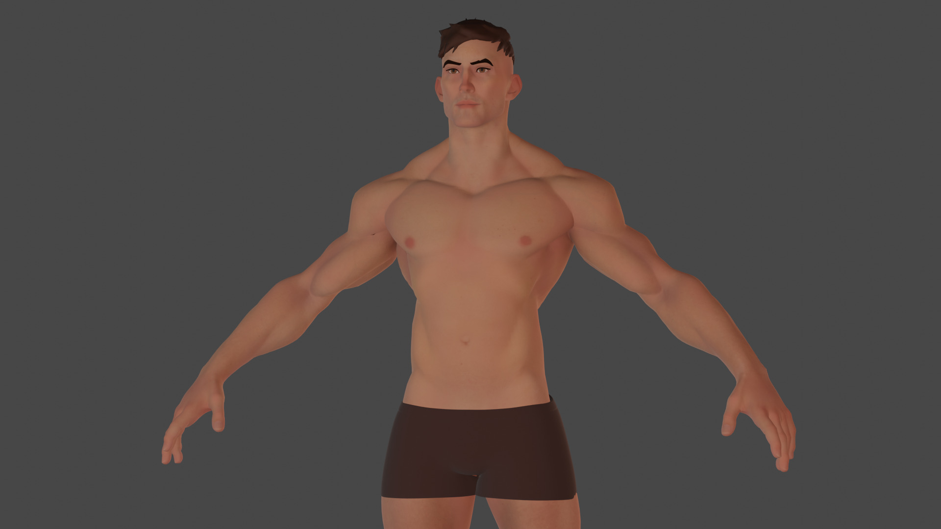Cartoon male strong character  base mesh Low-poly 3D model Low-poly 3D model_7