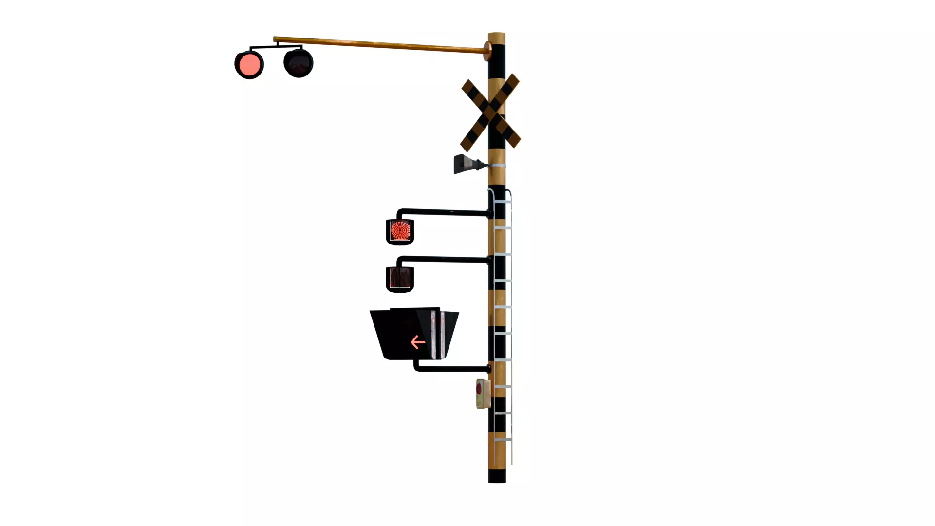 Railway crossing traffic lights 3D model_0