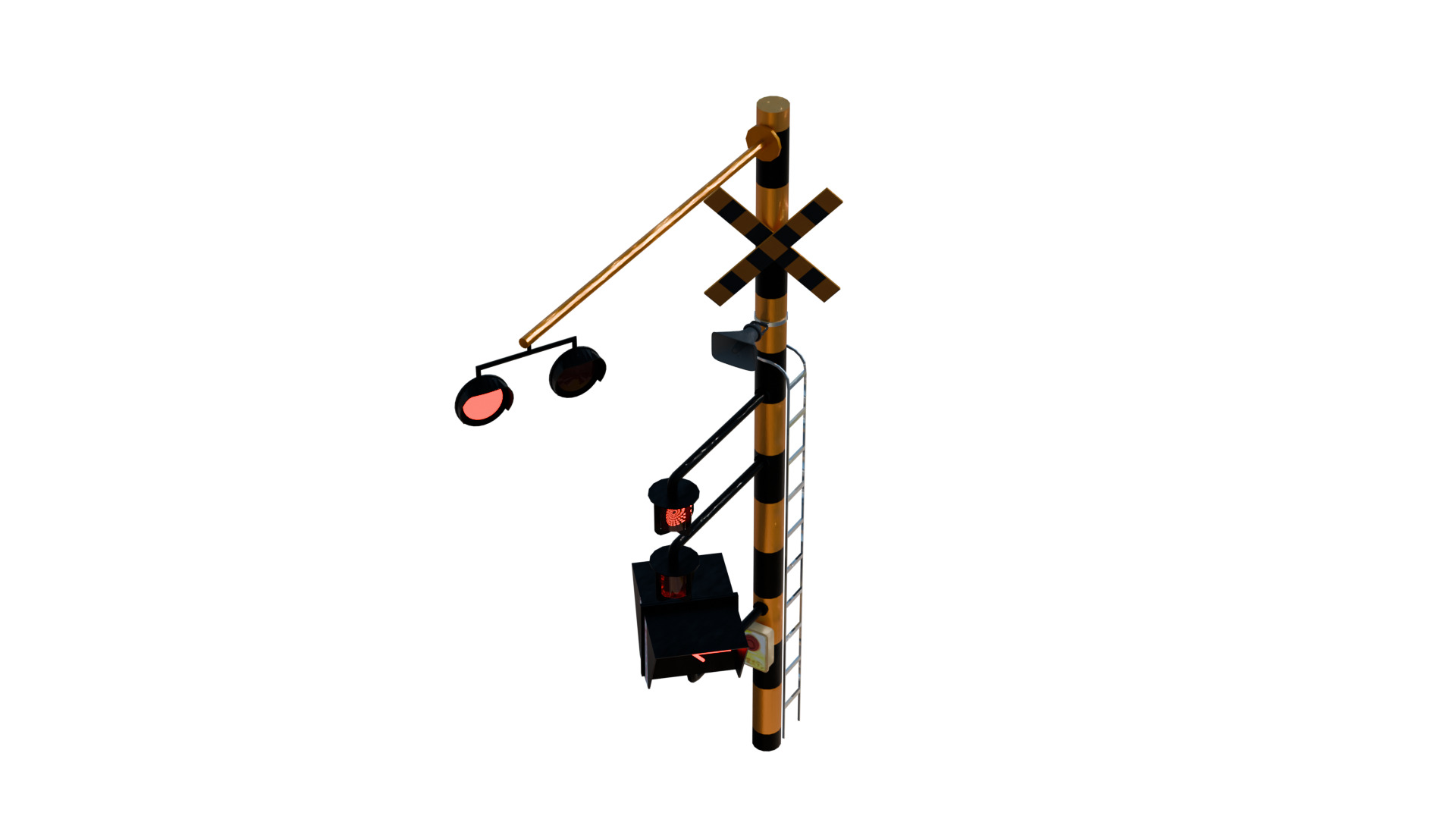 Railway crossing traffic lights 3D model_3