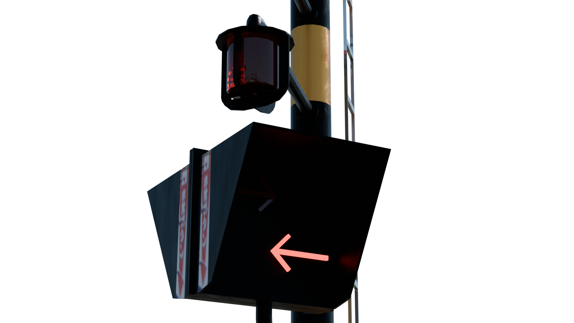 Railway crossing traffic lights 3D model_1