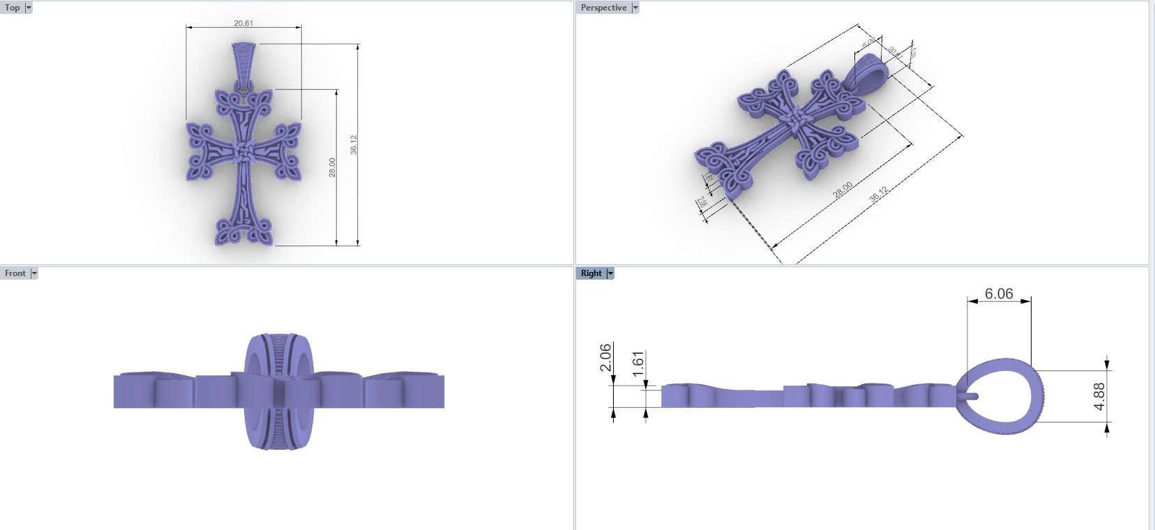 Cross Pendant 9046 3D print model_4