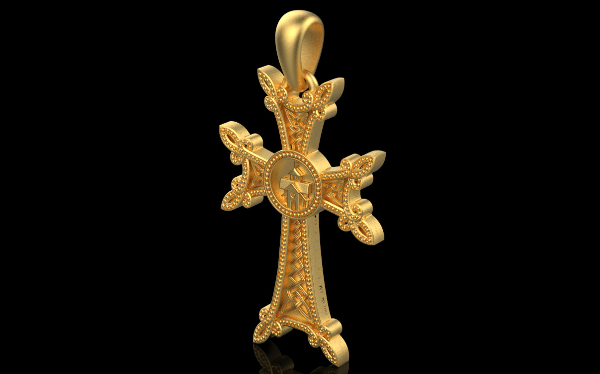 Armenian Cross Pendant 9042 3D print model_1