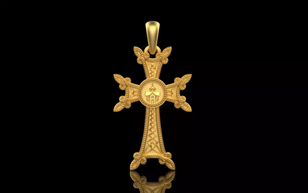 Armenian Cross Pendant 9042 3D print model_0