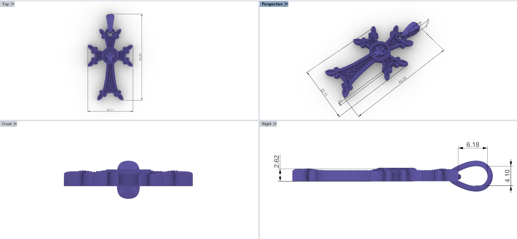 Armenian Cross Pendant 9042 3D print model_3