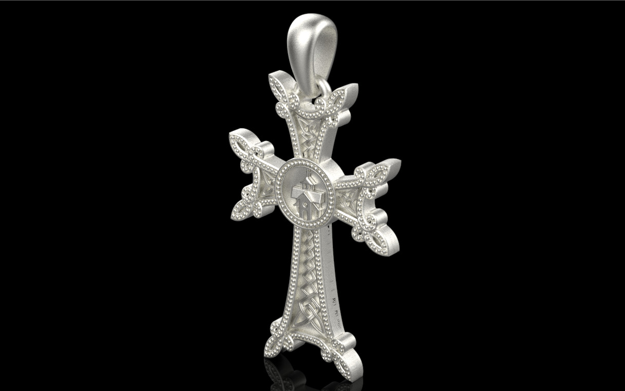 Armenian Cross Pendant 9042 3D print model_2