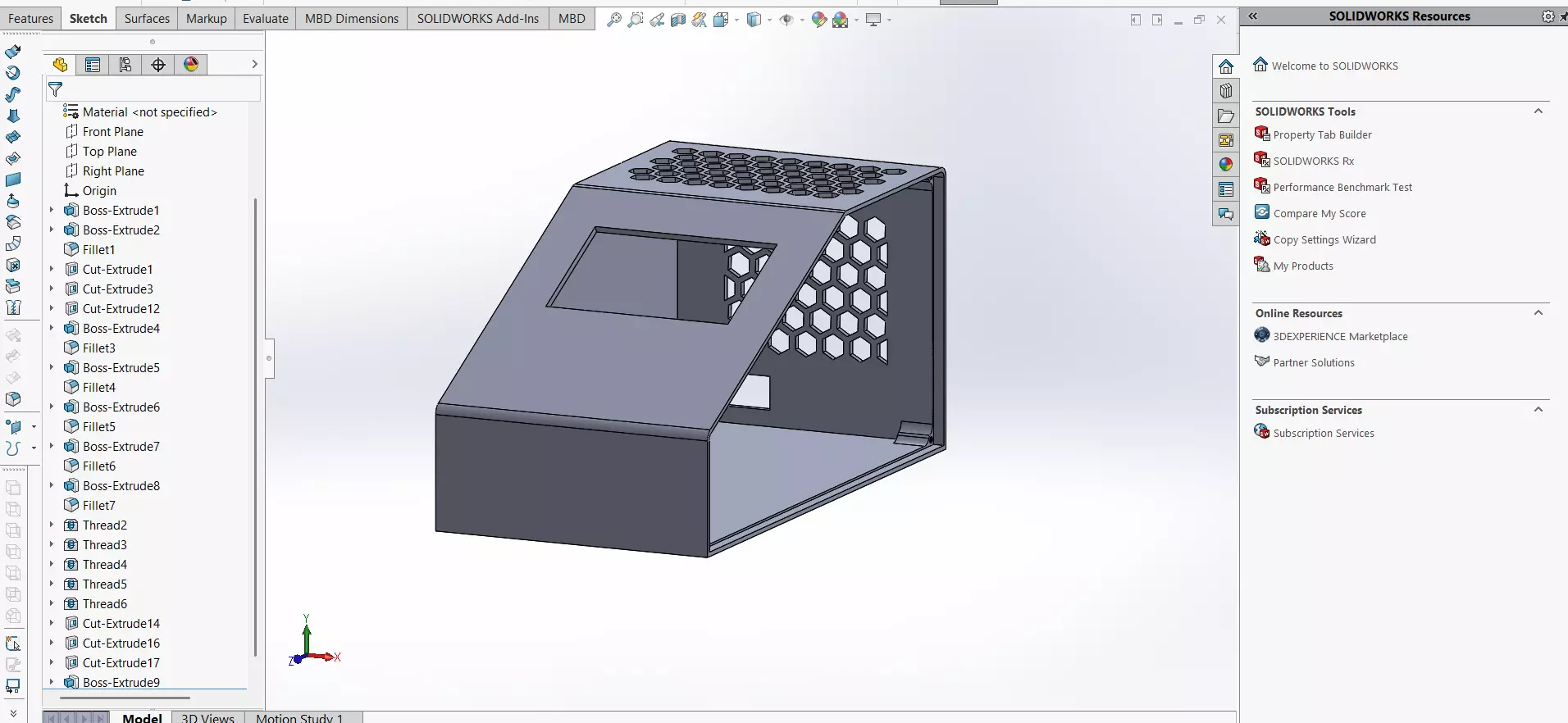 Electronic Power Supply Enclosure with Hexagonal Ventilation 3D print model_0