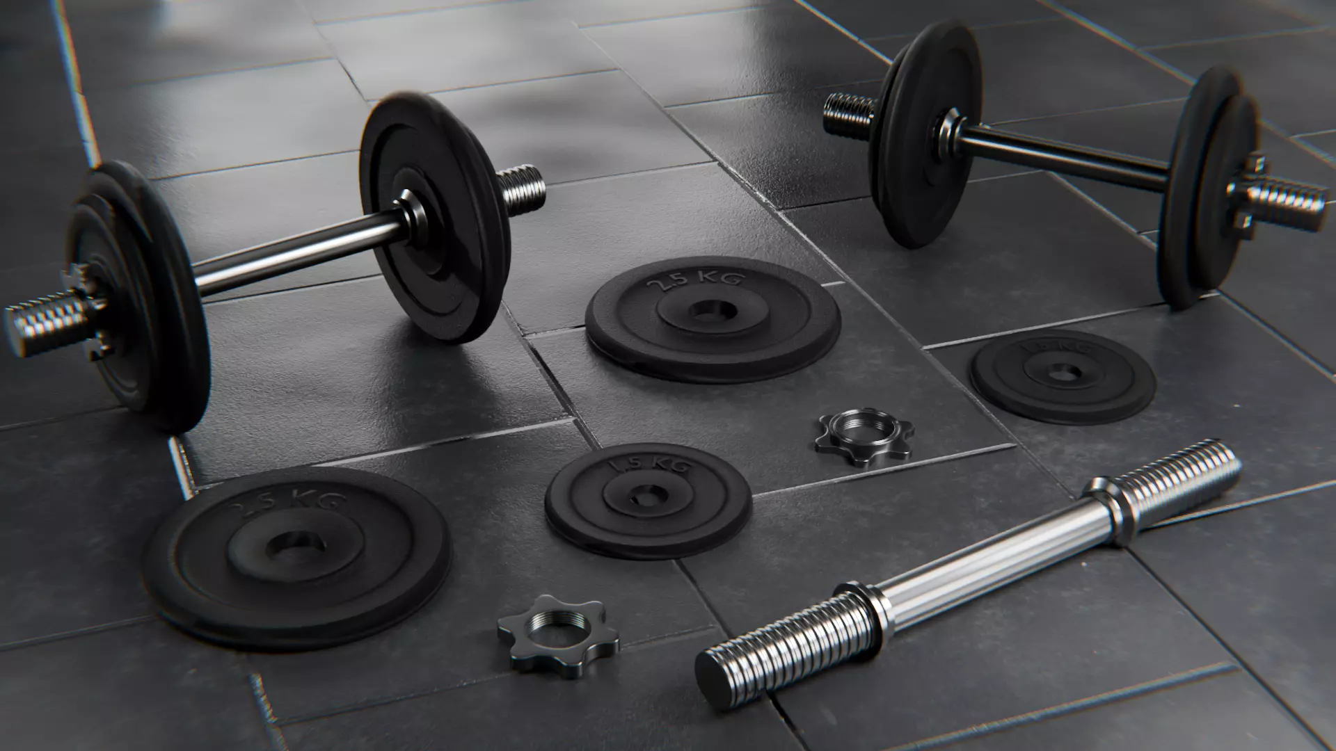 Gym Weights Set - Dumbbells Set Low-poly 3D model_0