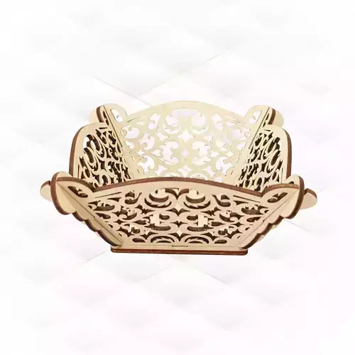 Gift kitchen plate holder laser cut model basket pattern