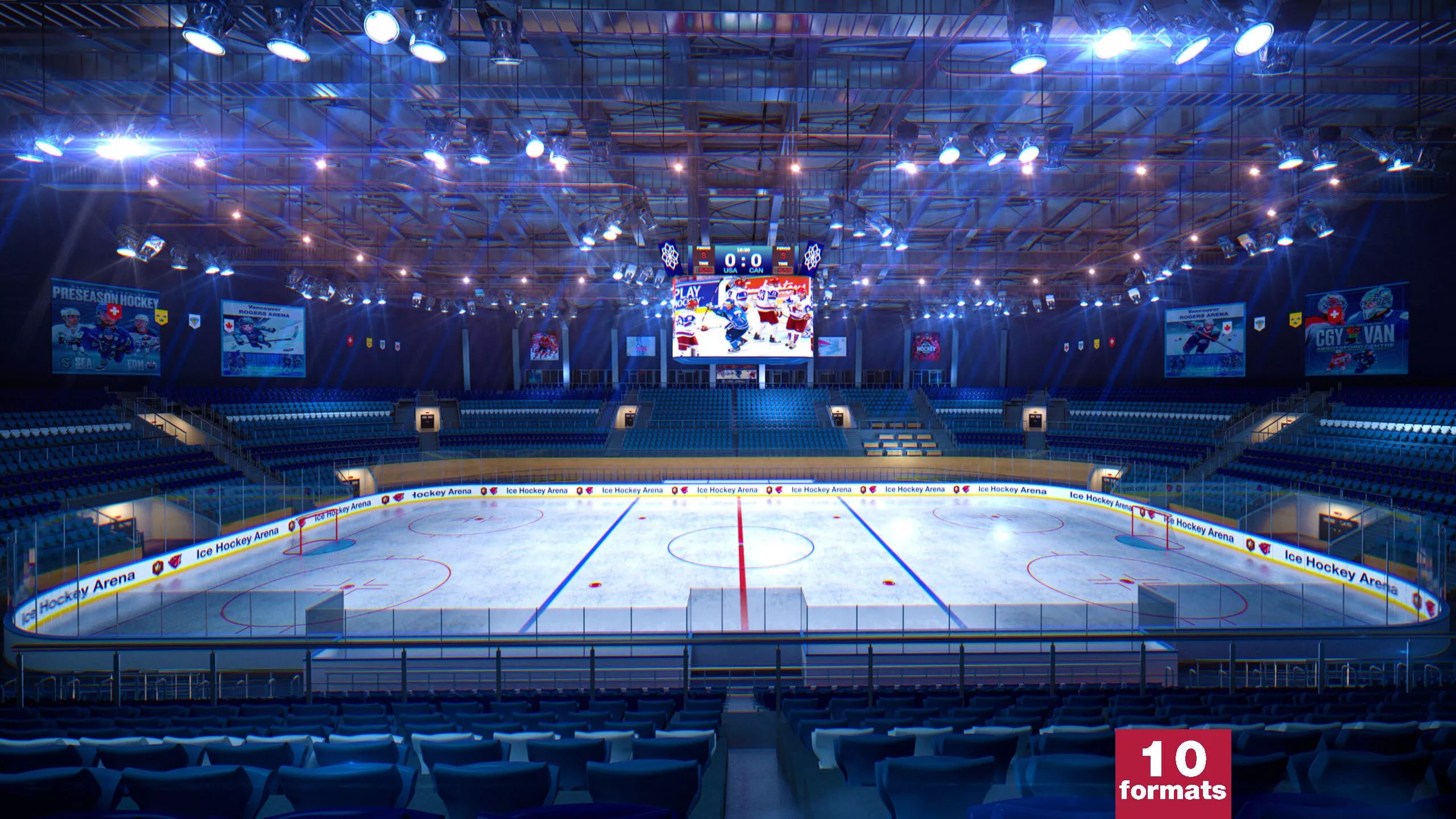 Ice Hockey Arena Stadium - Modular Environment Scene 3D model