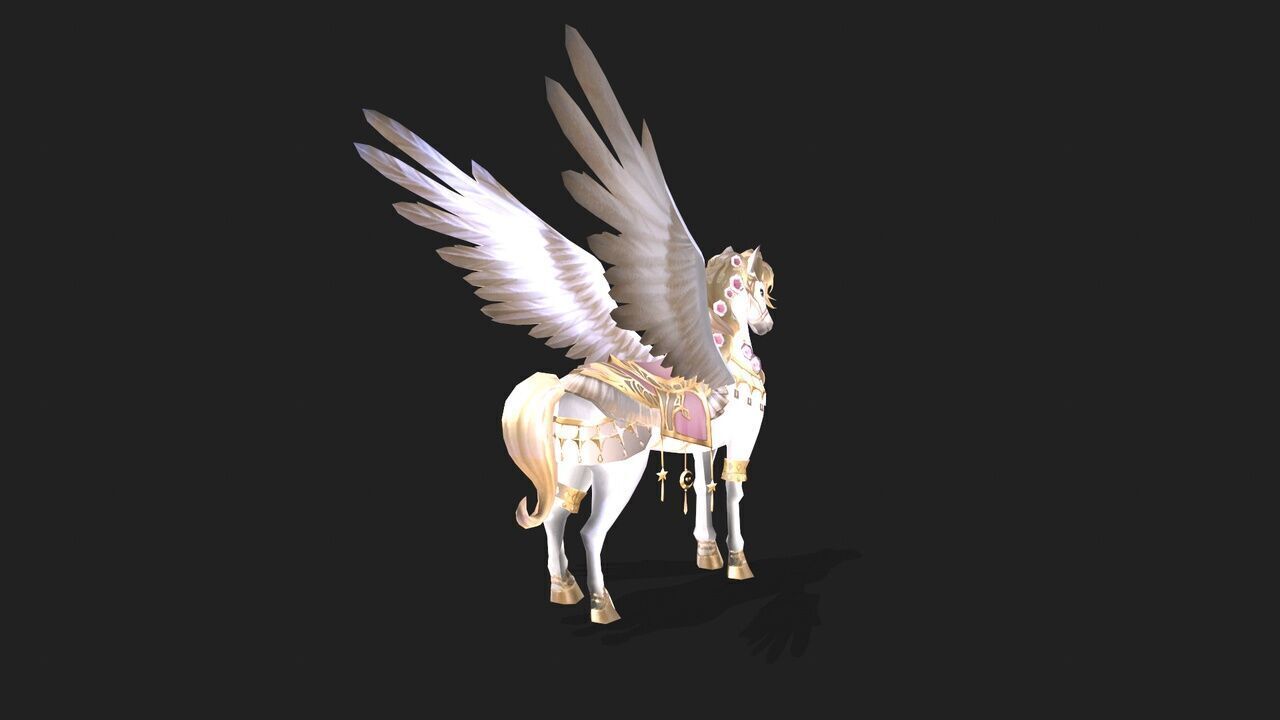 Little White Pegasus Low-poly 3D model_2