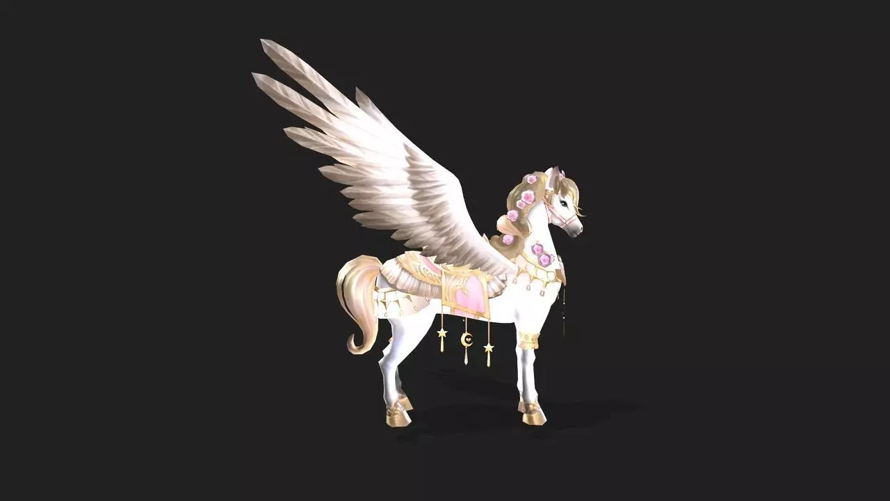 Little White Pegasus Low-poly 3D model_0
