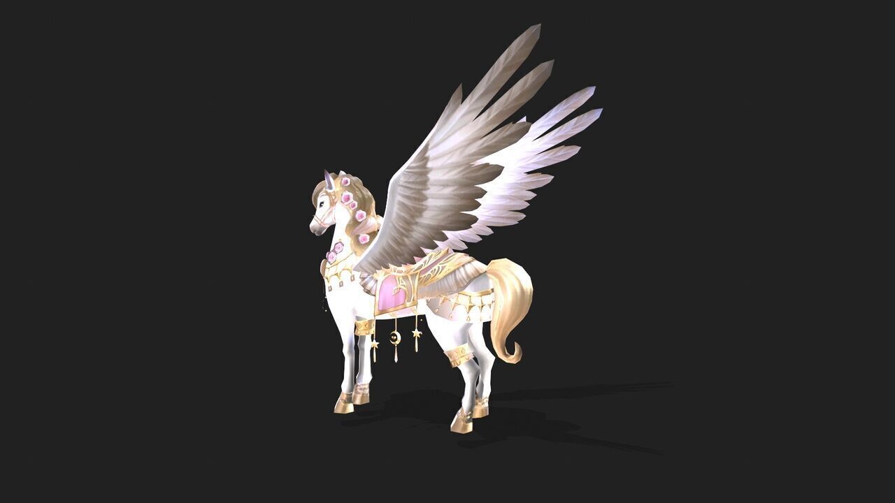 Little White Pegasus Low-poly 3D model_3