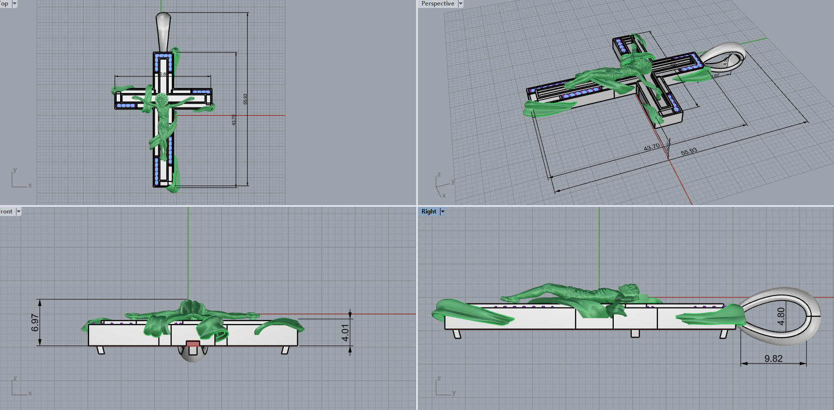 Jesus Cross Pendant z663 3D print model_7