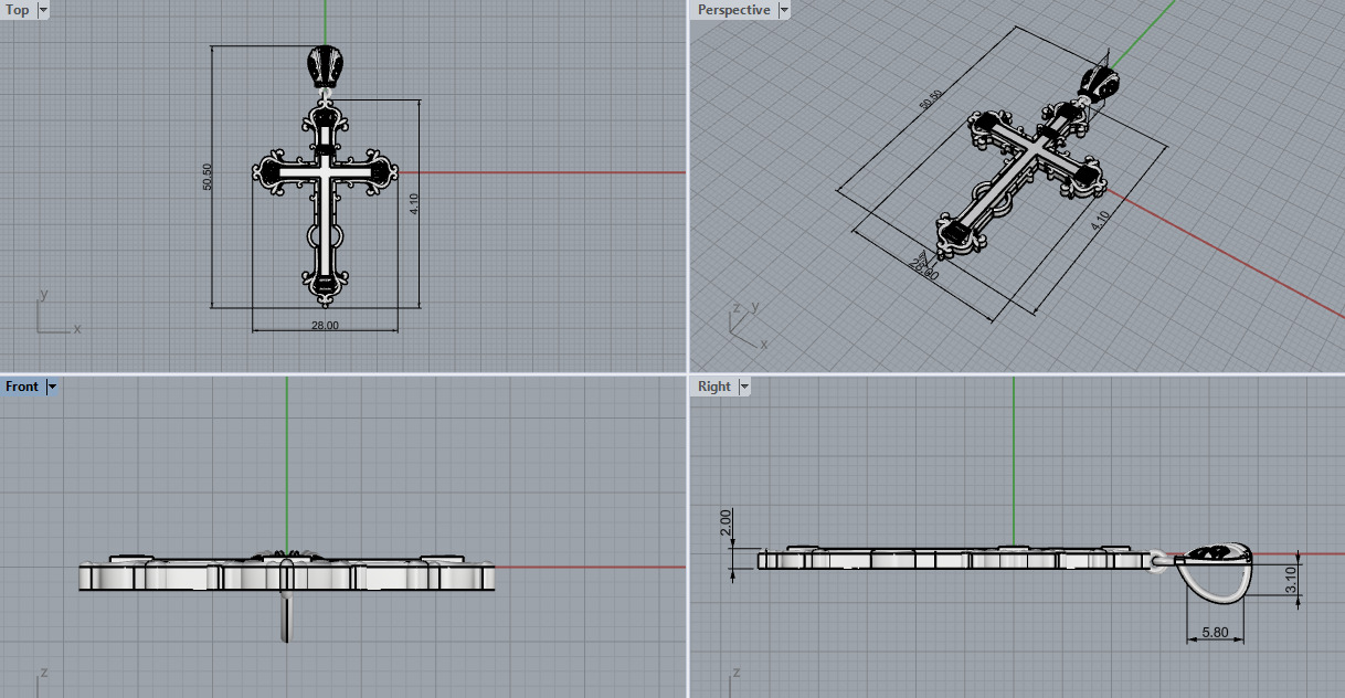 Cross Pendant z175 3D print model_8