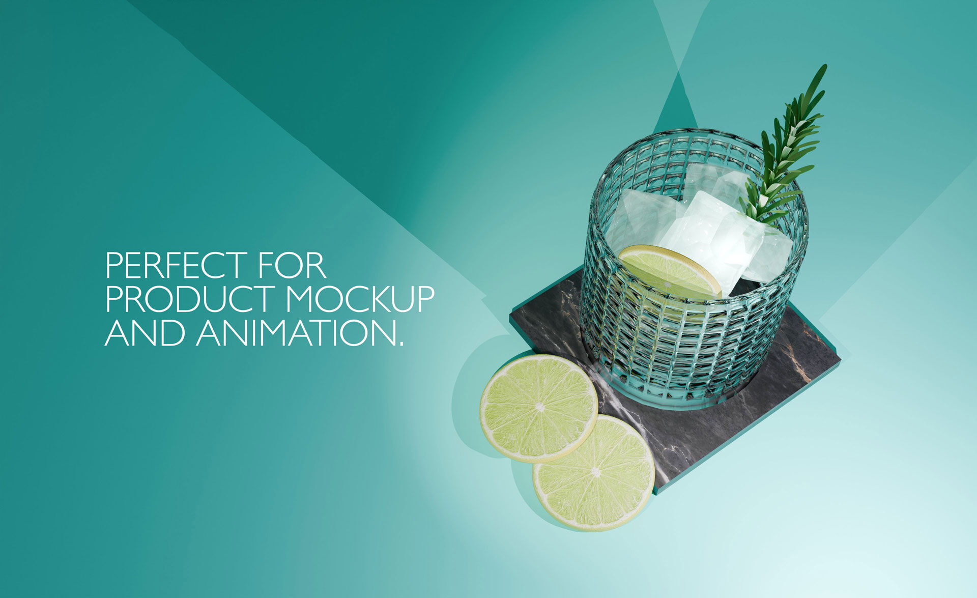 Photorealistic Gin Tonic in Whiskey Glass 3D Model 3D model_3