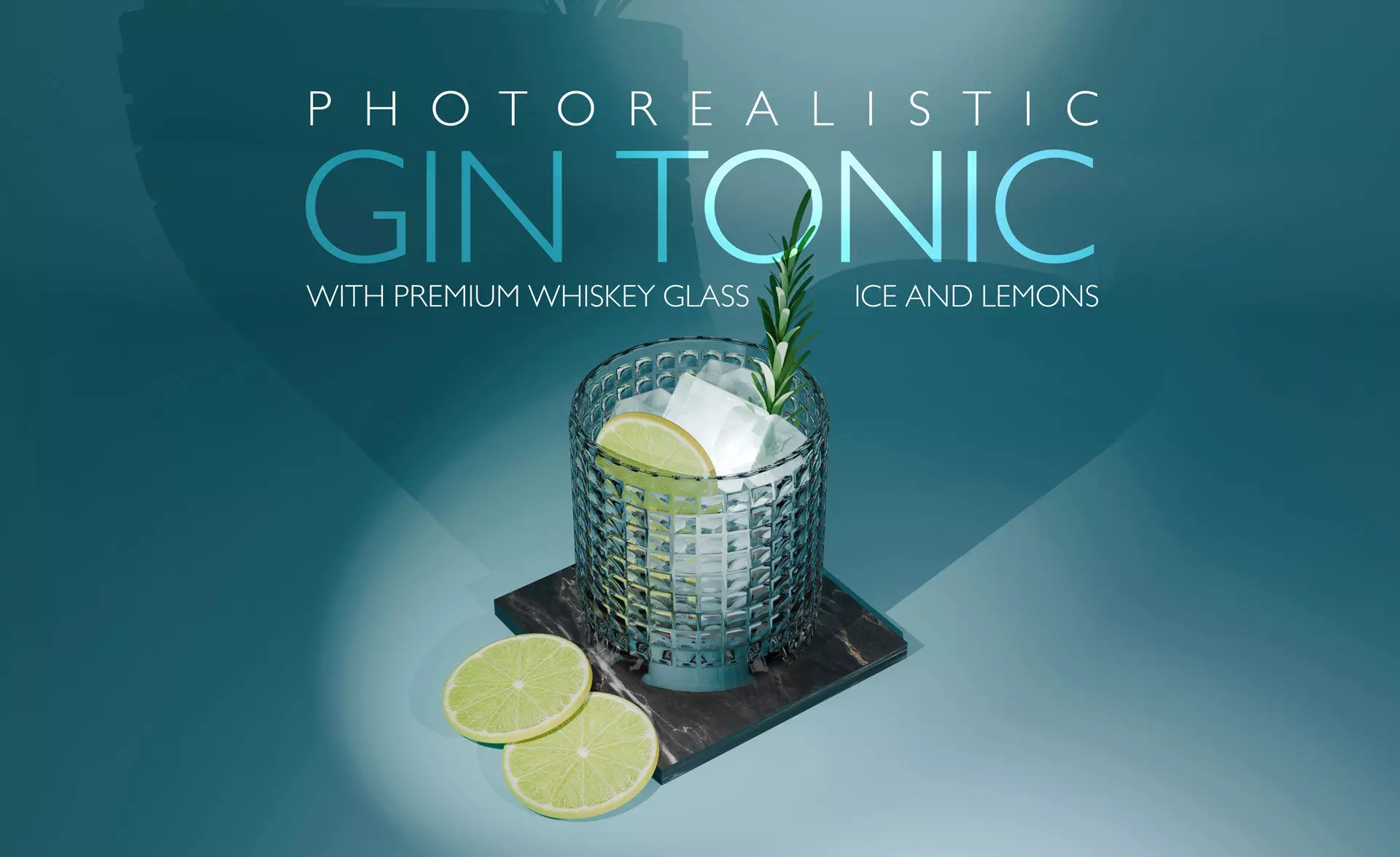 Photorealistic Gin Tonic in Whiskey Glass 3D Model 3D model_0