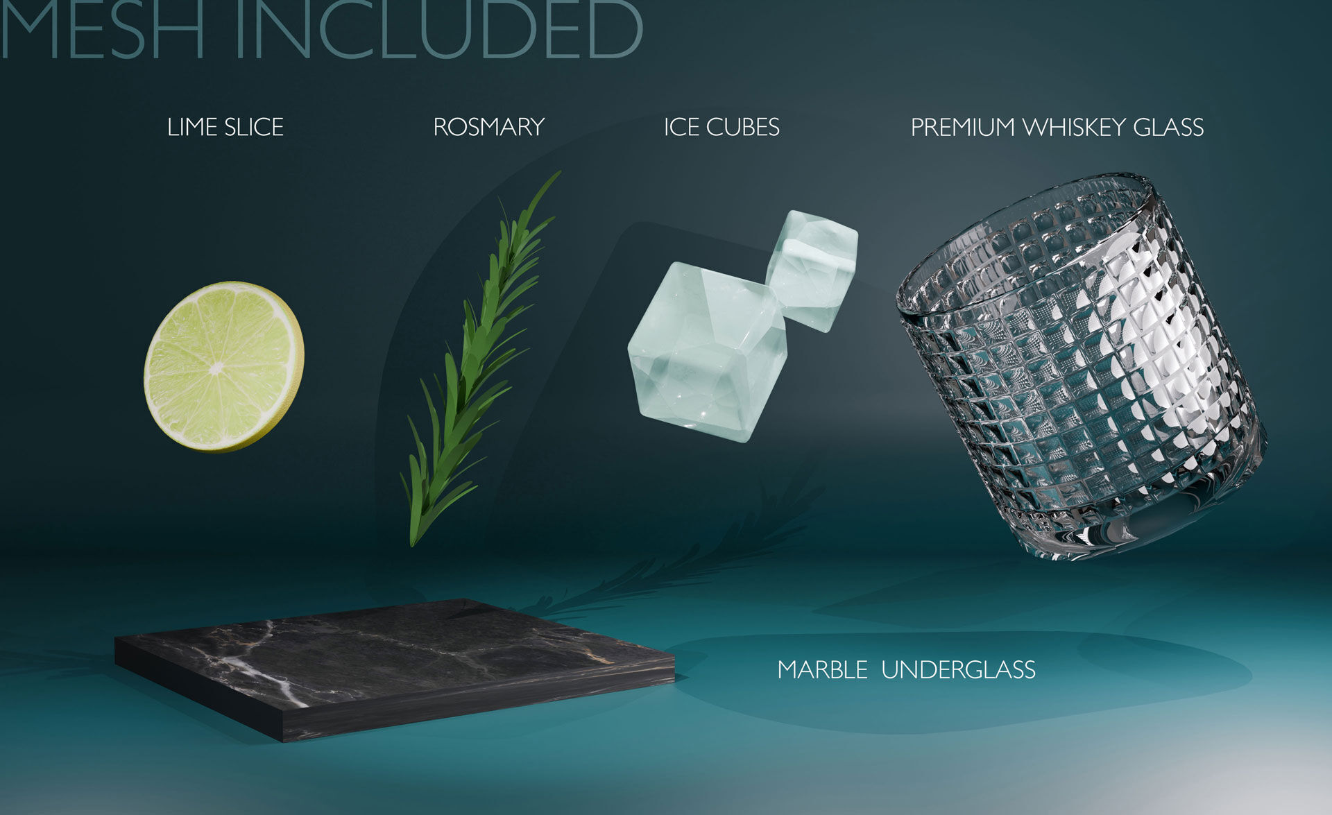 Photorealistic Gin Tonic in Whiskey Glass 3D Model 3D model_4