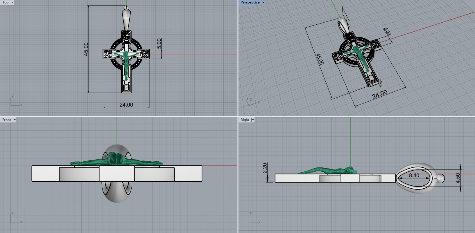 Jesus Cross Pendant 50653 3D print model_10