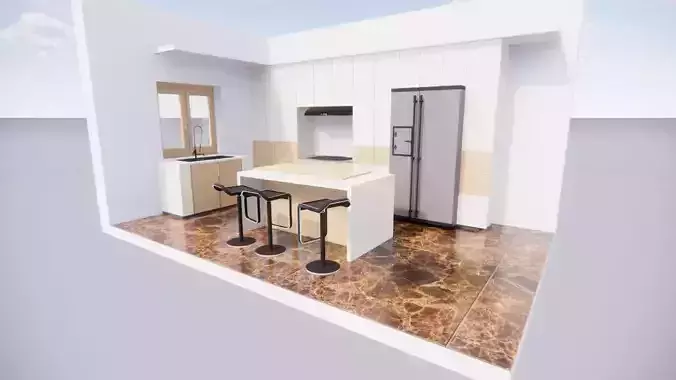 Design Interior Kichen Set Modern 3D model