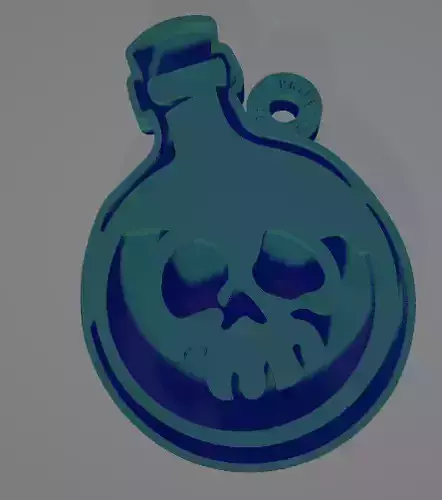 A bottle pendant with a skull poison