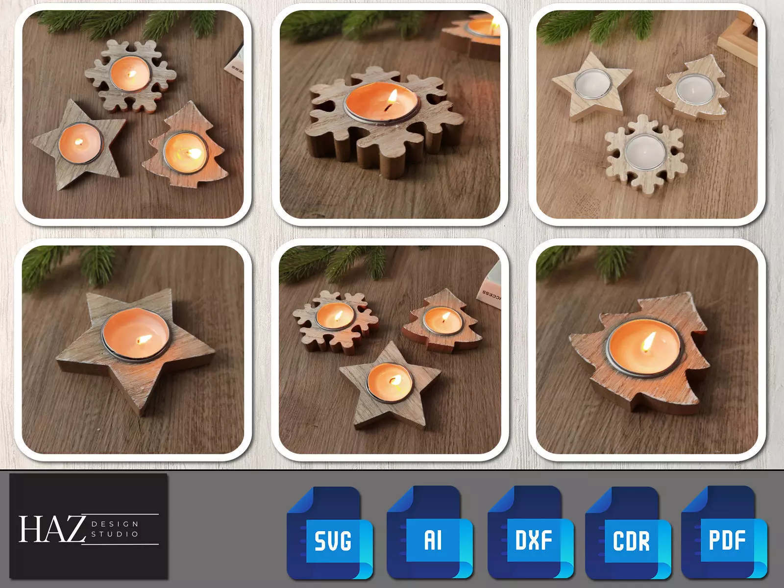 Festive Candle Holder Trio Design 165 3D print model_0