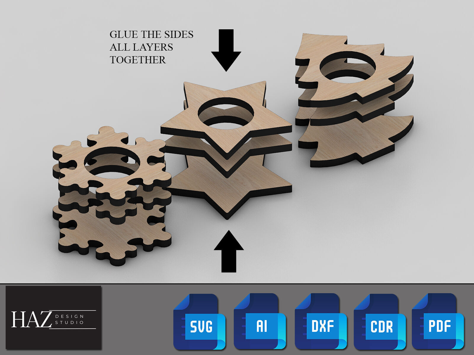 Festive Candle Holder Trio Design 165 3D print model_1