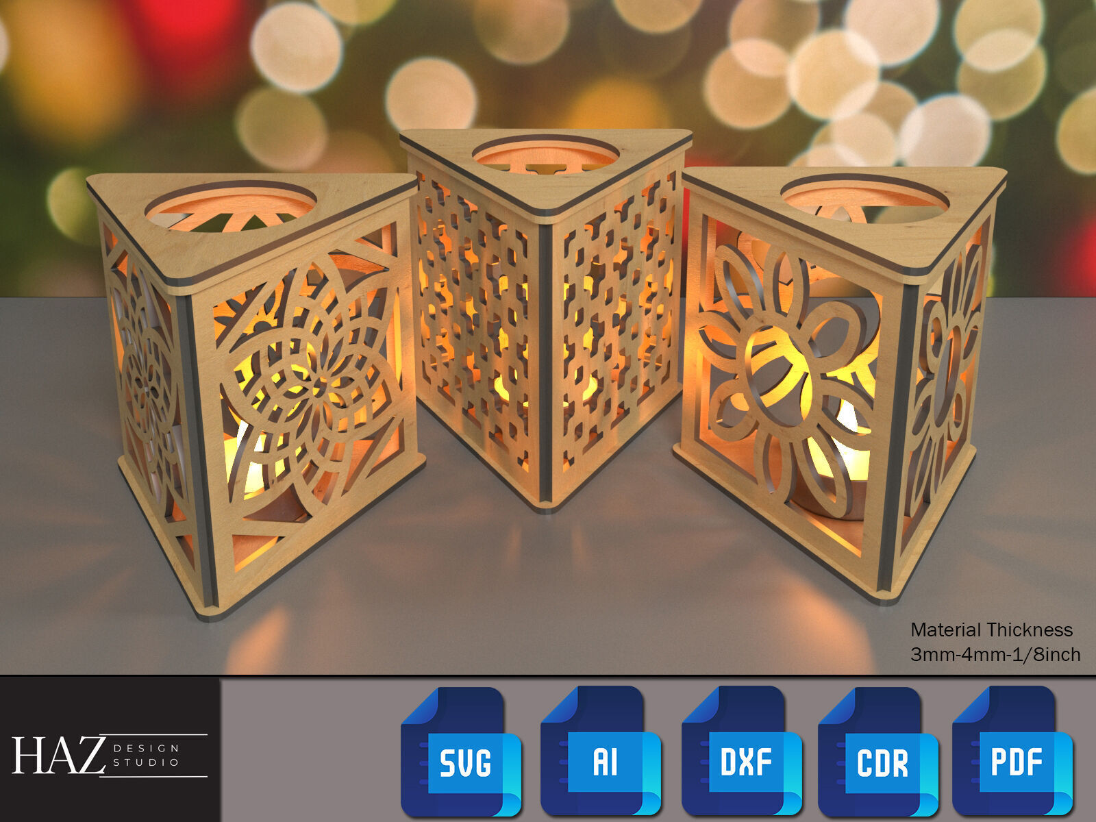 Triangle Lantern Laser Cut Files 175 3D print model_3