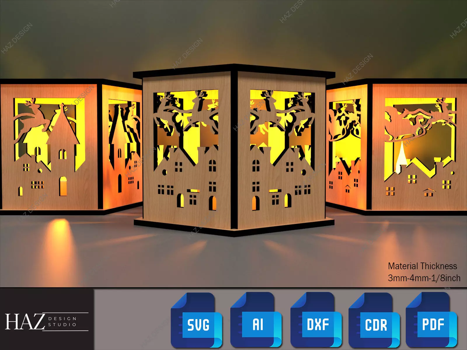 Xmas Hexagon Lantern Laser Files 177 3D print model_0