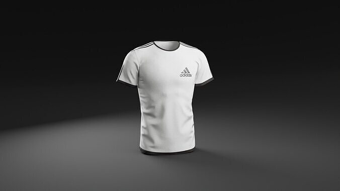 Adidas strips T-shirt Man white Low-poly 3D model