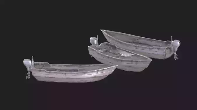 small wooden boat Low-poly 3D model